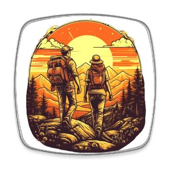 Cooles Wanderer Motiv - Wandern in den Bergen - Viereckiger Kühlschrankmagnet - Weiß - Vorne