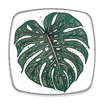 Feuille de monstre pointillée, motif végétal - Magnet carré - blanc - Devant