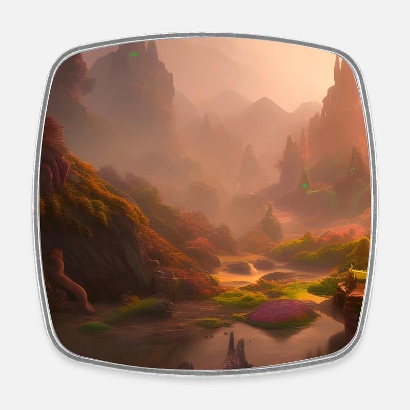 fantasy landscape - Square fridge magnet - white