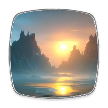 Sunset over the bay - Viereckiger Kühlschrankmagnet - Weiß - Vorne
