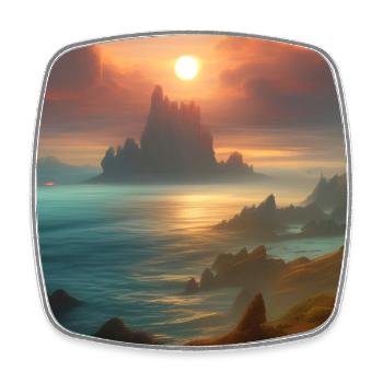 Sunset over the bay_02 - Viereckiger Kühlschrankmagnet - Weiß - Vorne