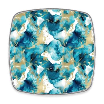 Alcohol Ink Art Ink Art Marbled Blue Turquoise - Square fridge magnet - white - Front