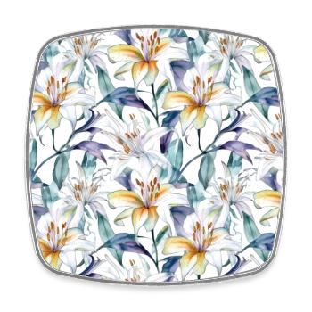 Aquarelle Fleurs Ligne Fleurs Motif Floral - Magnet carré - blanc - Devant