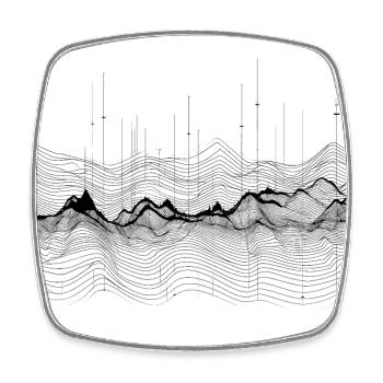 Paysage de montagne minimaliste surréaliste en noir - Magnet carré - blanc - Devant
