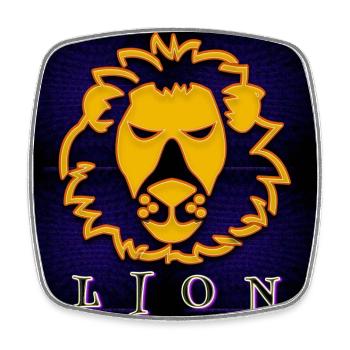 LION (Löwe) - Viereckiger Kühlschrankmagnet - Weiß - Vorne