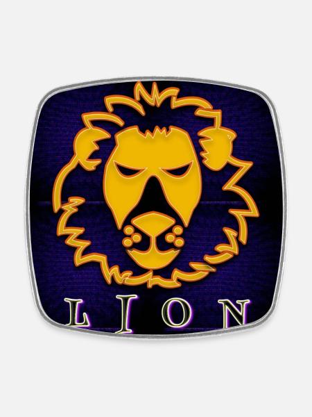 LION (Lion) - Magnet carré - blanc