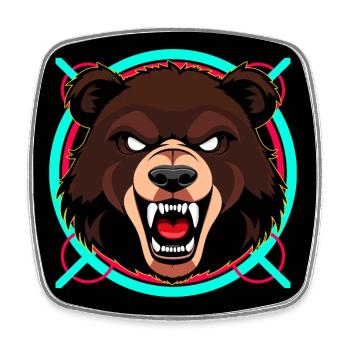 Angry Bear - Square fridge magnet - white - Front