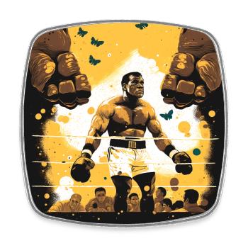 Boxer mit Schmetterlingen - Viereckiger Kühlschrankmagnet - Weiß - Vorne