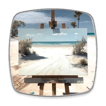 Beach view - Square fridge magnet - white - Front