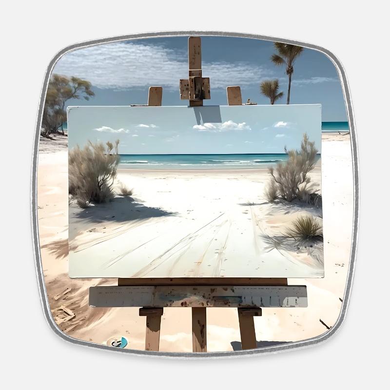 Beach view - Square fridge magnet - white