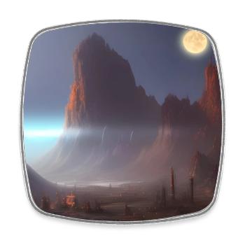 City on the moon - Viereckiger Kühlschrankmagnet - Weiß - Vorne