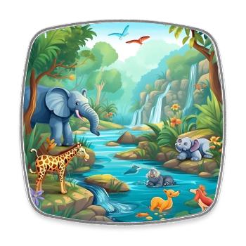 Jungle Animals Bathing Party - Square fridge magnet - white - Front