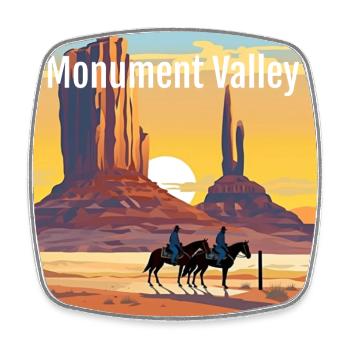 Monument Valley - Sunset - Square fridge magnet - white - Front