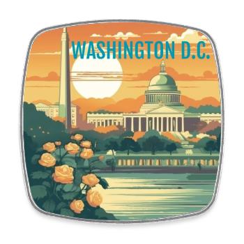 Washington D.C. bei Sonnenuntergang - Viereckiger Kühlschrankmagnet - Weiß - Vorne
