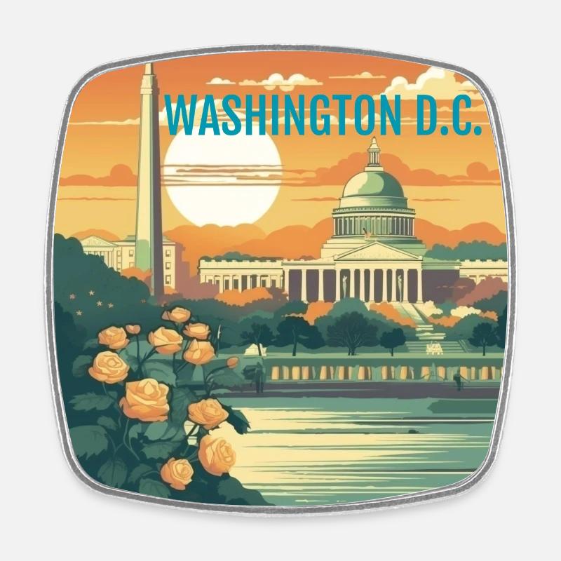 Washington D.C. at sunset - Square fridge magnet - white