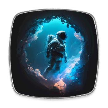 Astronaut im Weltall Artwork - Viereckiger Kühlschrankmagnet - Weiß - Vorne