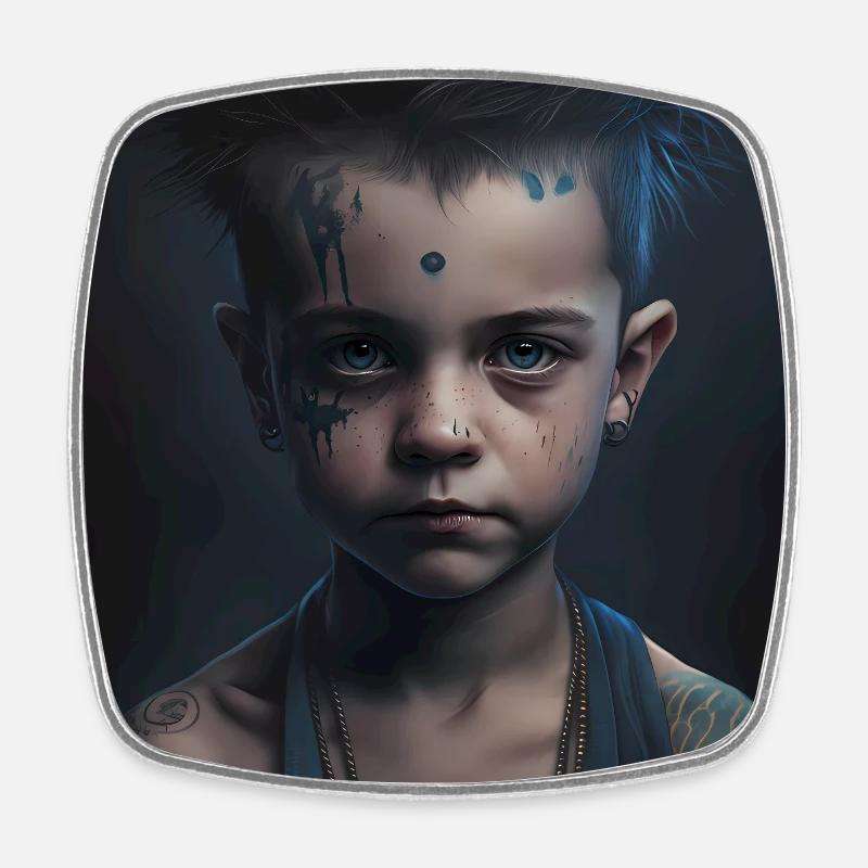 Kinder mit Tattoos - Viereckiger Kühlschrankmagnet - Weiß