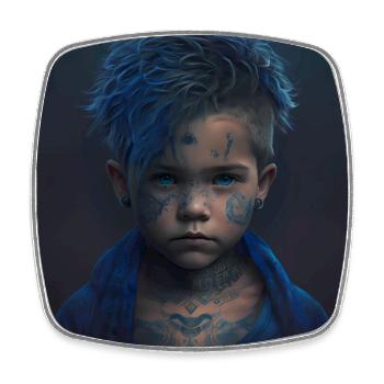 Children with tattoos artwork - Square fridge magnet - white - Front