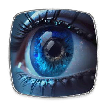 Nahaufnahme von Blauen Augen - Viereckiger Kühlschrankmagnet - Weiß - Vorne