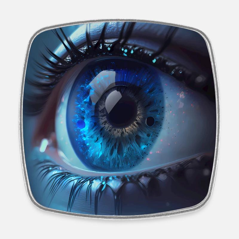 Gros plan de Blue Eyes - Magnet carré - blanc
