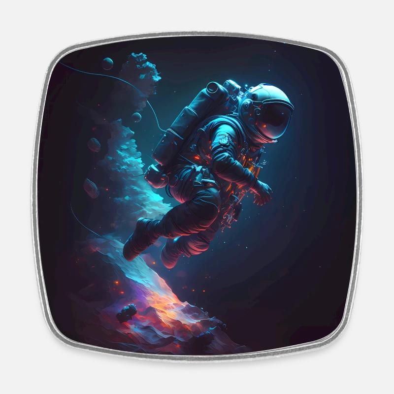 Astronaute dans l’œuvre d’art spatiale - Magnet carré - blanc