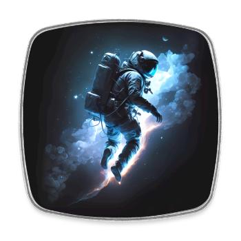 Astronaut im Weltall Artwork - Viereckiger Kühlschrankmagnet - Weiß - Vorne