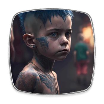 Children with tattoos artwork - Square fridge magnet - white - Front