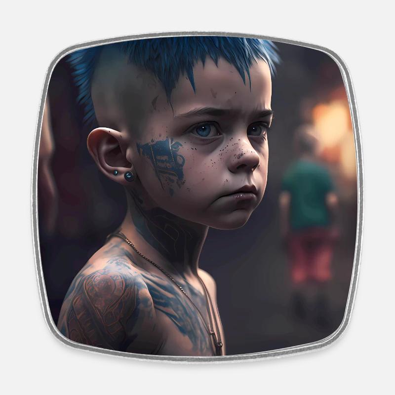 Kinder mit Tattoos Artwork - Viereckiger Kühlschrankmagnet - Weiß