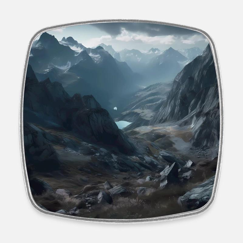 Austrian mountain landscape - Square fridge magnet - white