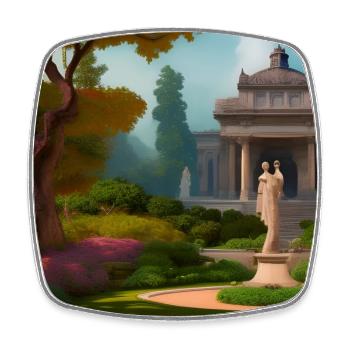 Gardens with Statue - Viereckiger Kühlschrankmagnet - Weiß - Vorne