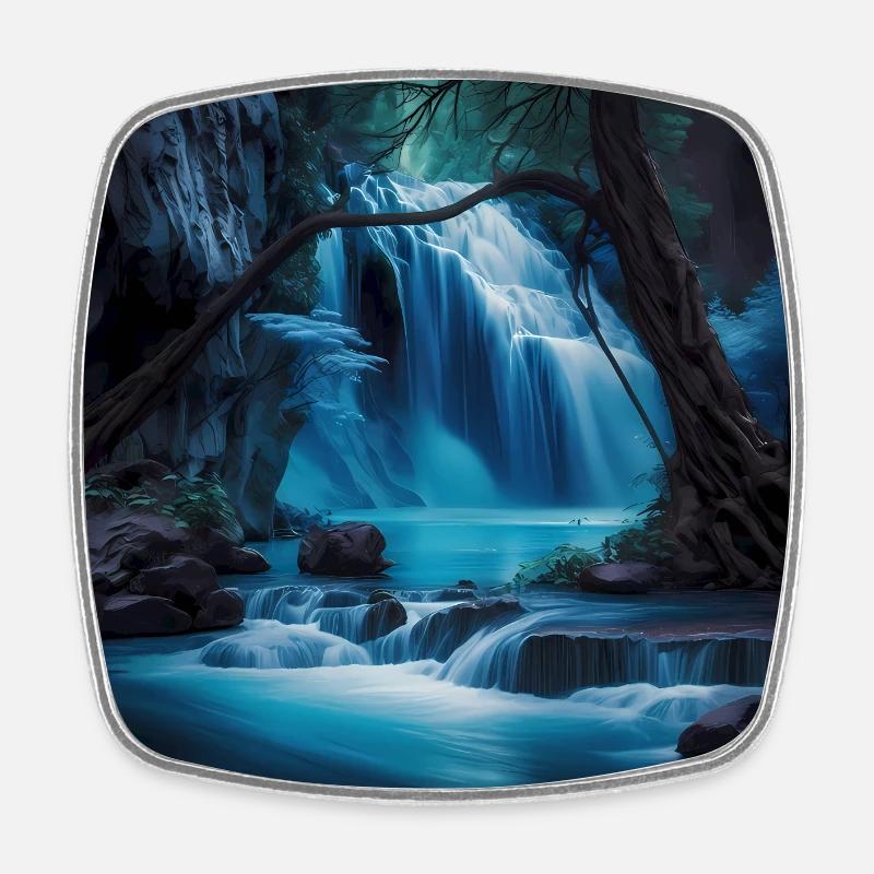 Waterfall - Square fridge magnet - white