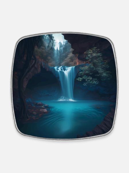 Waterfall - Square fridge magnet - white