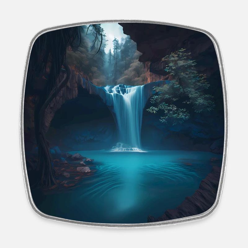 Waterfall - Square fridge magnet - white