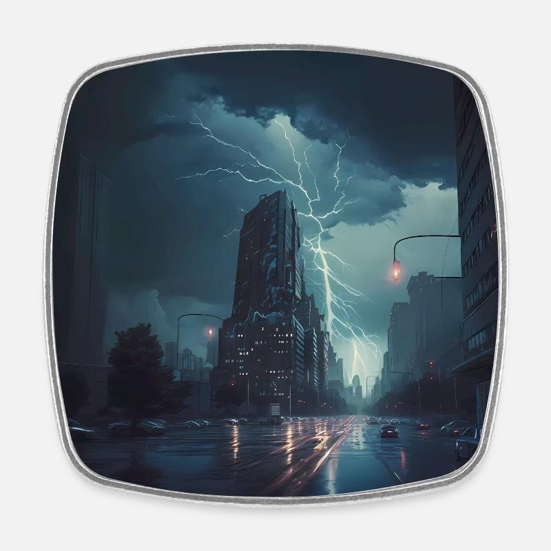 Thunderstorm Storm Poster - Square fridge magnet - white