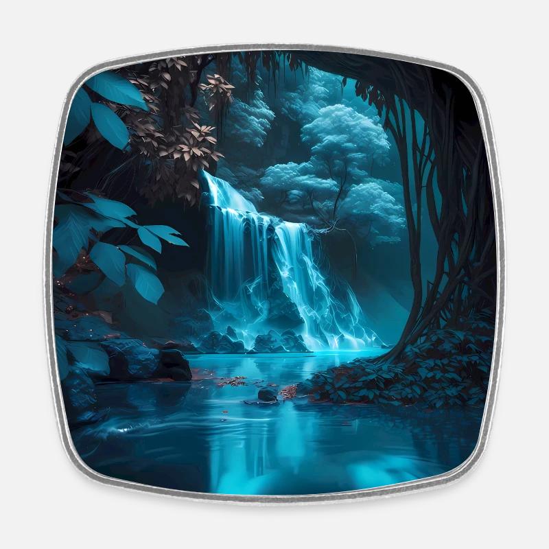 Waterfall - Square fridge magnet - white