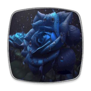 Portrait d’une rose bleue - Magnet carré - blanc - Devant