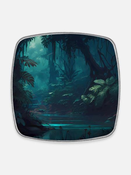Jungle Landscape - Square fridge magnet - white