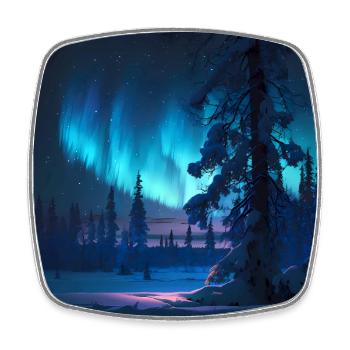 Northern Lights Aurora - Square fridge magnet - white - Front