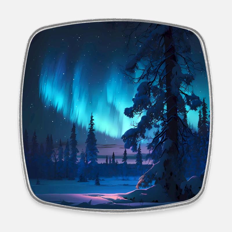 Nordlicht Aurora - Viereckiger Kühlschrankmagnet - Weiß