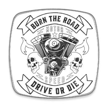 BURN THE ROAD - Square fridge magnet - white - Front