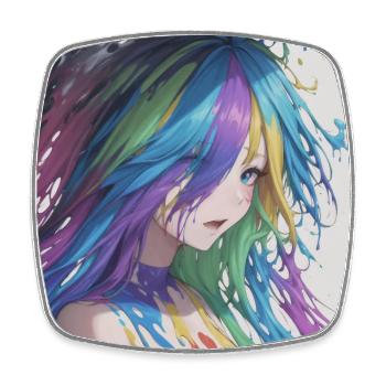 Anime Girl Paint Splash - Viereckiger Kühlschrankmagnet - Weiß - Vorne