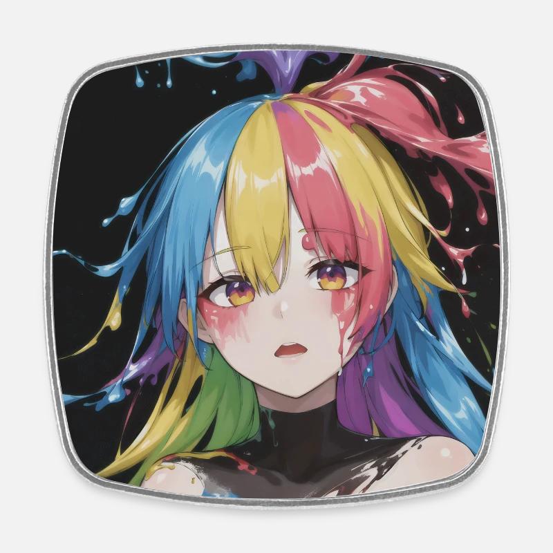 Anime Girl Paint Splash 5 - Magnet carré - blanc