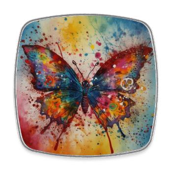 Art moderne des papillons colorés - Magnet carré - blanc - Devant