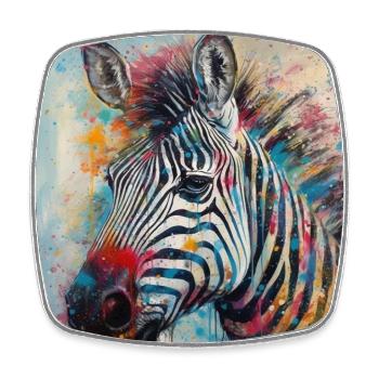Modern & Colourful Zebra Wall Art by Bodhi - Square fridge magnet - white - Front