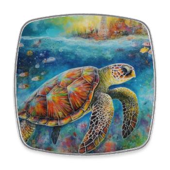 Modern & Colourful Turtle Wall Art by Bodhi - Square fridge magnet - white - Front