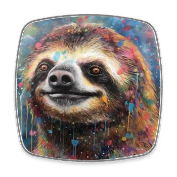 Modern & Colourful Sloth Wall Art by Bodhi - Square fridge magnet - white - Front
