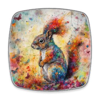 Modern & Colourful Squirrel Wall Art by Bodhi - Square fridge magnet - white - Front