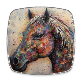 Modern & Colourful Horse Wall Art by Bodhi - Square fridge magnet - white - Front