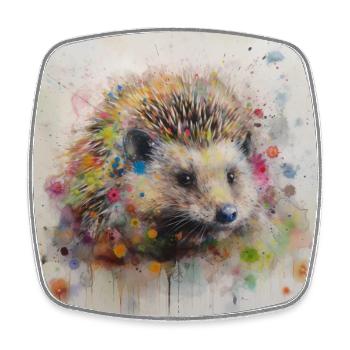 Modern & Colourful Hedgehog Wall Art by Bodhi - Square fridge magnet - white - Front