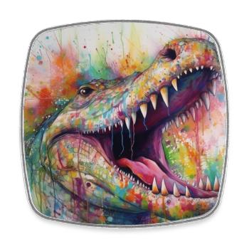 Modern & Colourful Crocodile Wall Art by Bodhi - Square fridge magnet - white - Front